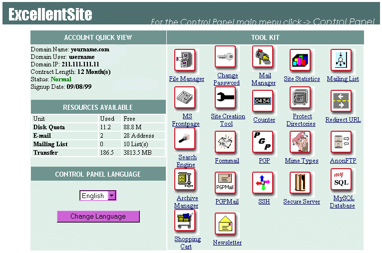 Control panel image